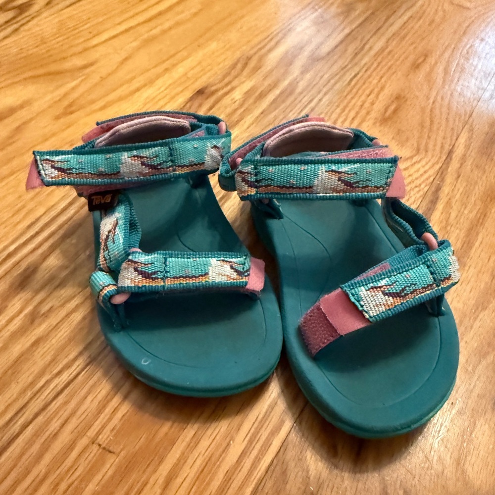 Teva Kids Teal and Pink Patterned Strap Sandals